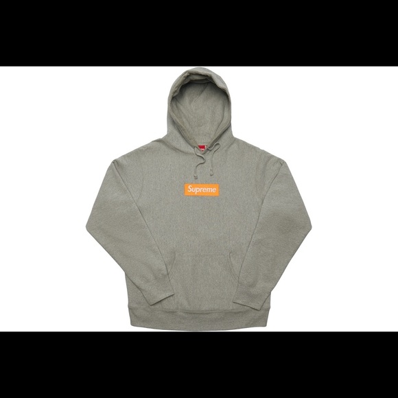 Supreme Box Logo Hoodie FW17 - Heather Grey / Orange L